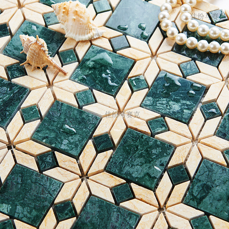 佳份网红大理石马赛克大花绿民宿墙面地面饭店装修背景墙石材拼花