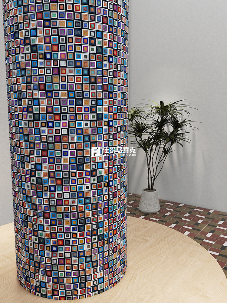 佳纷七彩水晶回字形马赛克背景墙酒店形象墙奶茶店瓷砖网红新品