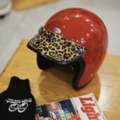 bornfree复古头盔帽檐三扣复古四分之三盔全盔通用遮阳豹纹小帽檐