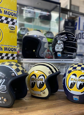 台湾gallop头盔彩绘卡通大眼睛男女通用踏板摩托车骑士复古盔ccc