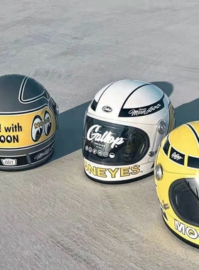 台湾Mooneyes限量Gallop联名款电动摩托车头盔卡通大眼睛男女全盔