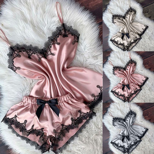 舒适蕾丝花边吊带睡衣套装 时尚 家居服 欧美新款