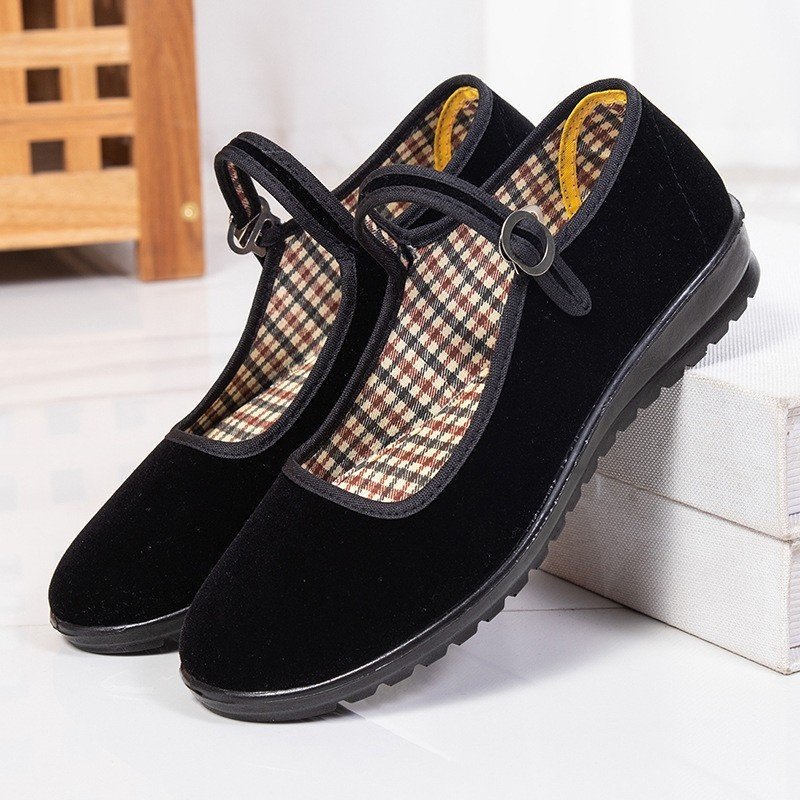 老北京布鞋五四青年江姐演出鞋软底妈妈防滑厚底黑色礼仪鞋舞蹈鞋