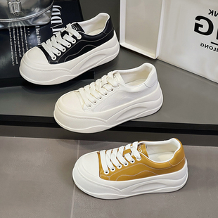 女学生真皮松糕鞋 超轻便5CM增高厚底小白鞋 2026春 运费险三包