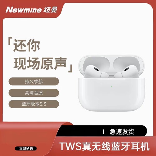 Newmine/纽曼 T5S高颜值TWS真无线蓝牙耳机白色超长续航