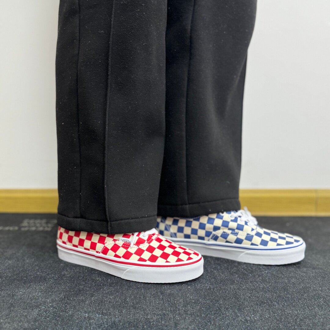 Vans Authentic 蓝白白红色棋盘格Cortis同款帆布鞋 VN000EGAAMQ