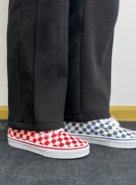 Vans Authentic 蓝白白红色棋盘格Cortis同款帆布鞋 VN000EGAAMQ
