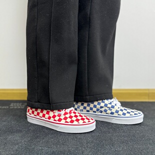 Vans Authentic 蓝白白红色棋盘格Cortis同款帆布鞋 VN000EGAAMQ