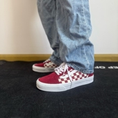 板鞋 Vans VN000DB3Y52 酒红色棋盘格低帮男女鞋 帆布鞋 Old Skool