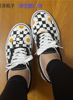 范斯VANS ERA 黑白棋盘格小雏菊印花低帮男女帆布鞋 VN0A5KX5B0B