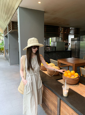 大小姐77 不挑身材时髦显瘦亚麻棉混纺慵懒松弛气质连衣裙长裙