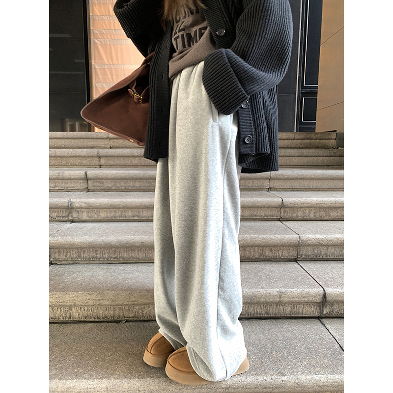 通勤大小姐77长裤灰色卫裤