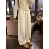 大小姐77 弯刀裤 秋冬懒人裤 休闲裤 山羊绒醋酸混纺加厚阔腿裤