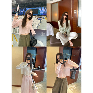 大小姐77 绵羊毛羊驼毛混纺细腻轻薄镂空针织开衫外搭空调衫