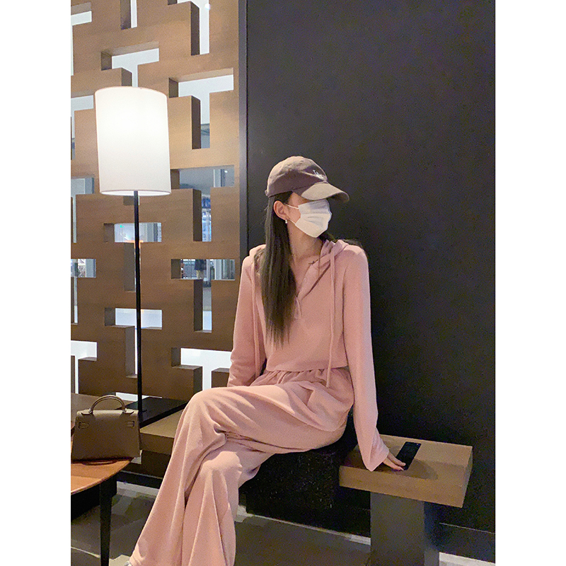 大小姐77春季粉色灰色套装