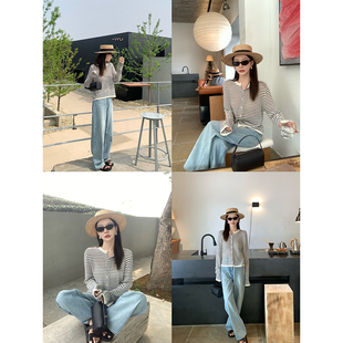 大小姐 呼吸感进口和纸纱透气不沉闷宽松休闲针织薄款开衫防晒衫