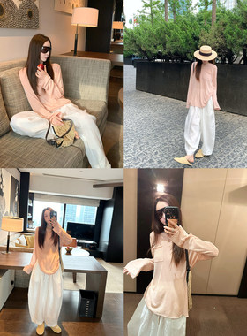 大小姐77莱塞尔亚麻清凉透气微透薄款夏日针织罩衫长袖针织空调衫