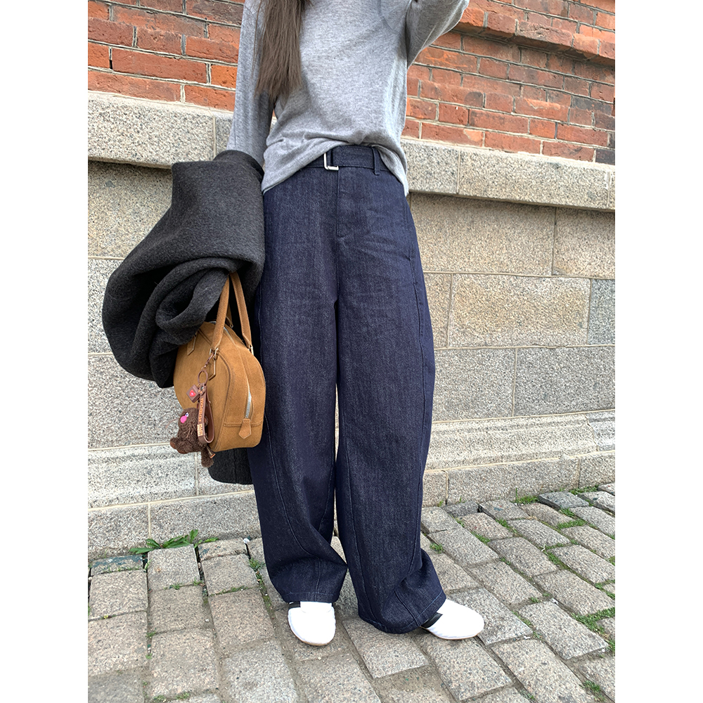 通勤大小姐77长裤腰带牛仔裤