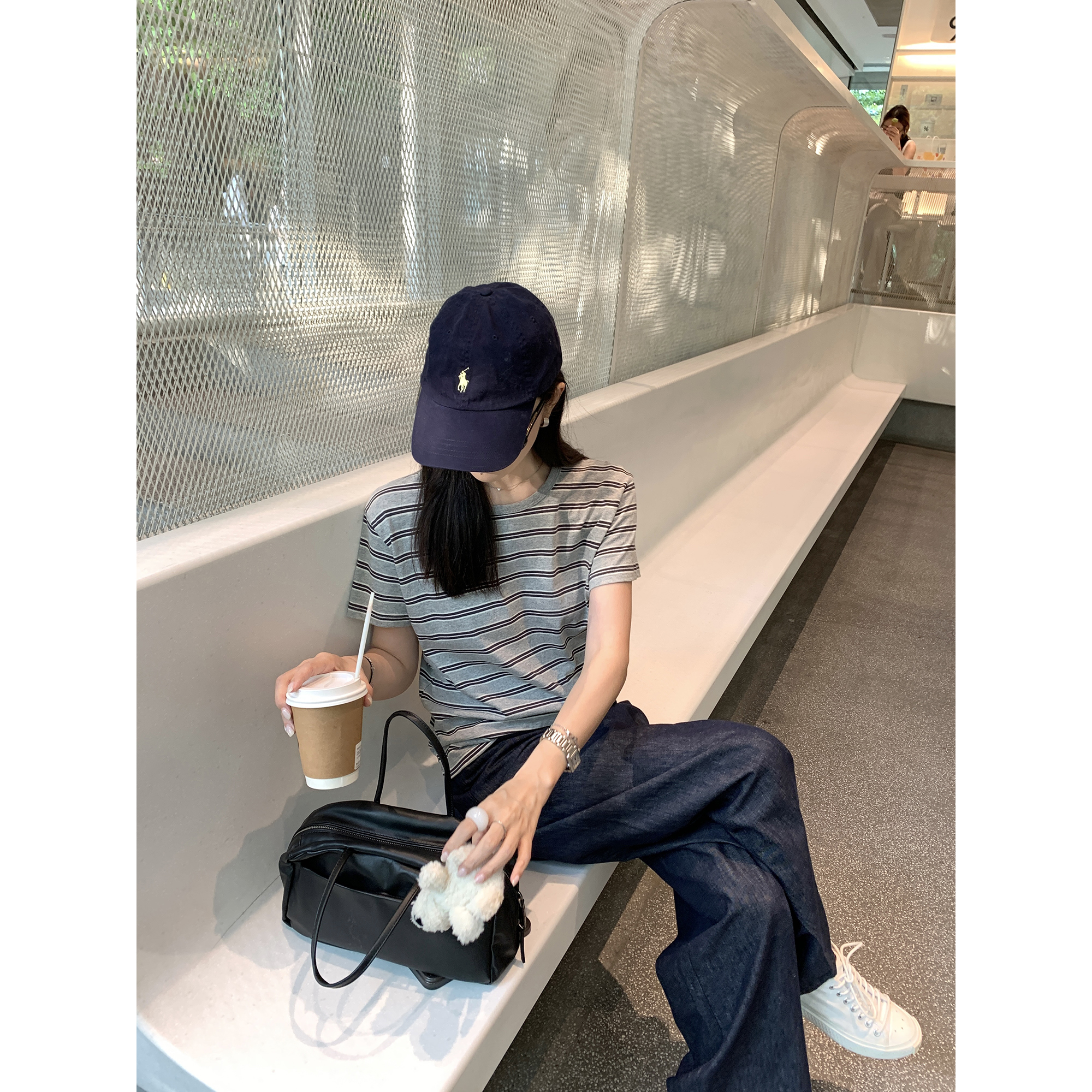 大小姐77 进口松弛感休闲廓形日常好穿撞色条纹短袖圆领T恤