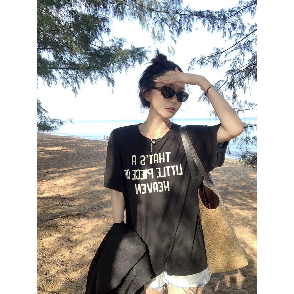 大小姐77 松弛一夏～印花字母内搭单穿都好看宽松休闲短袖圆领T恤