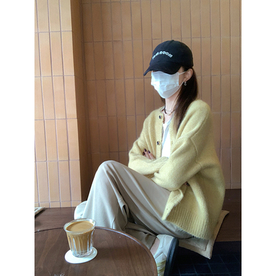 大小姐77通勤奶黄色毛衣