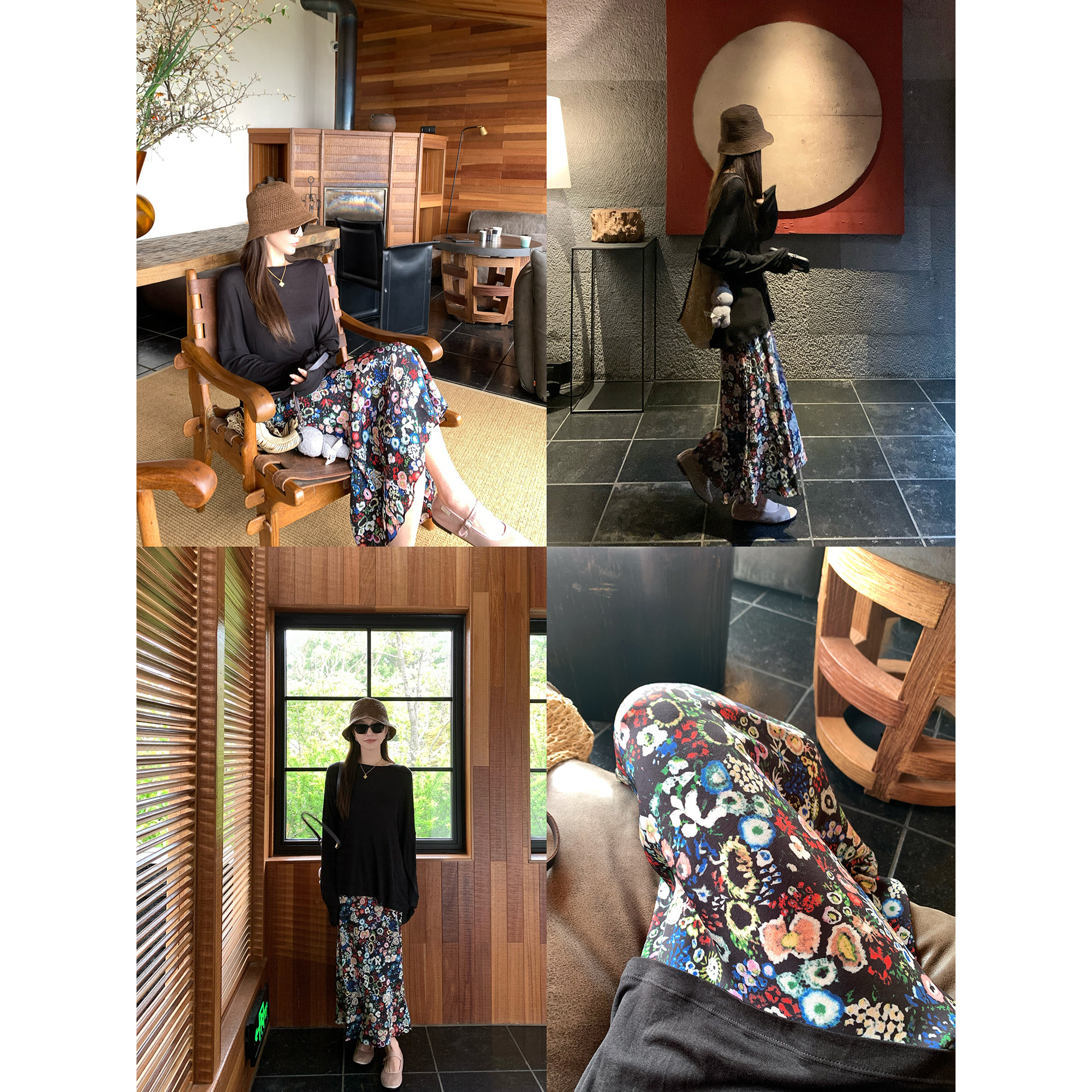 大小姐77莫奈花园全桑蚕丝真丝老钱气质显瘦高腰松紧轻发式半身裙