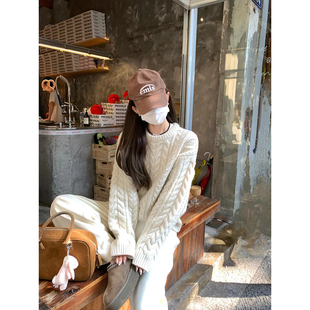 大小姐77 1OO%澳洲羊毛重磅900克超厚保暖软糯复古麻花套头毛衣