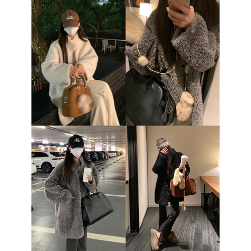 皮毛一体外套大衣100绵羊毛