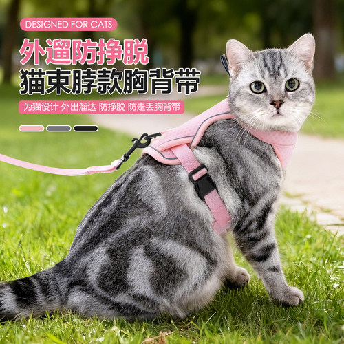 猫咪外出牵引绳遛猫胸背带背心式