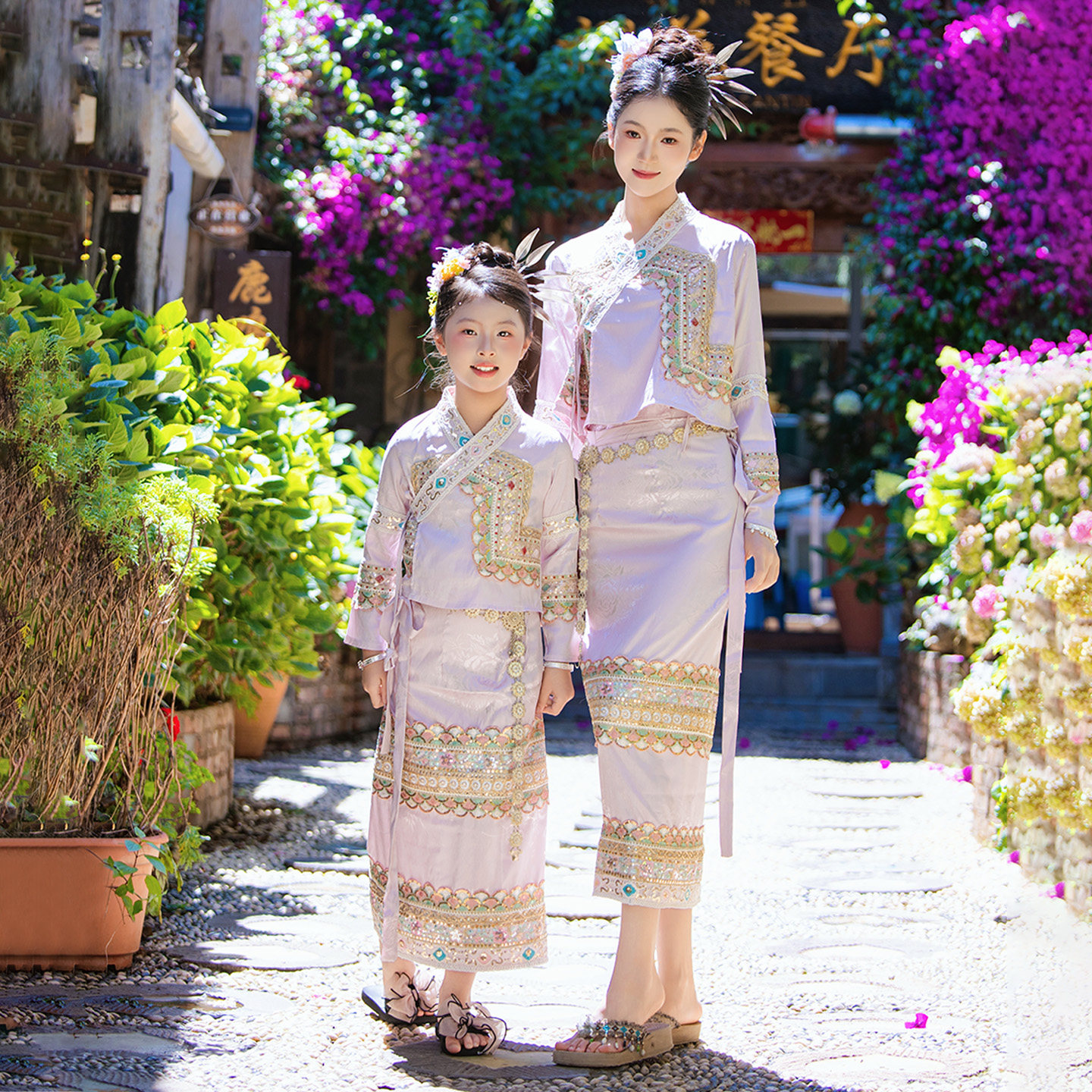 亲子傣族服装女童少数民族演出服