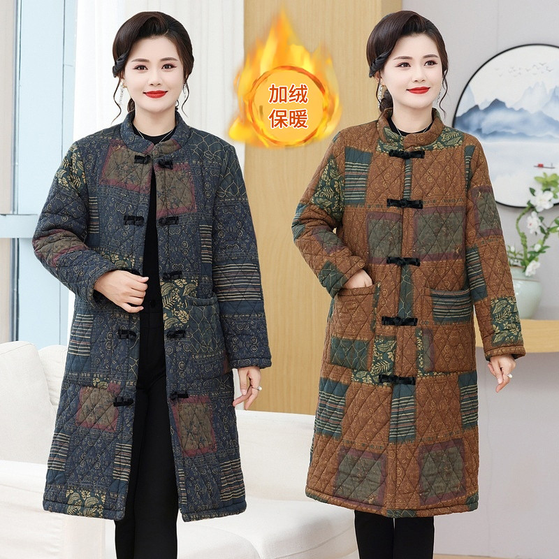 中老年女士复古盘扣中长款棉衣加厚保暖妈妈装冬季棉袄夹棉外套,女装/女士精品,棉衣/棉服,淘宝优惠券,粉丝福利购,淘宝优惠卷