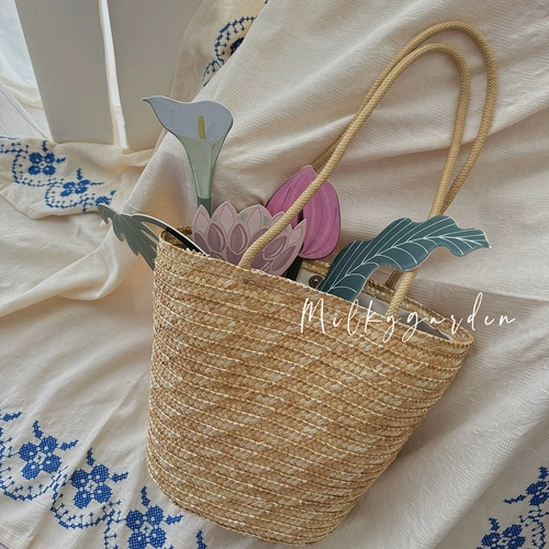 Ретро вместительная и большая соломенная плетеная пляжная сумка на одно плечо, французский ретро стиль, в корейском стиле