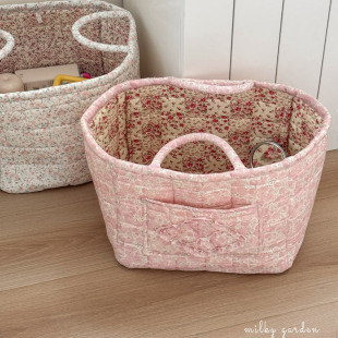 milky garden碎花手提脏衣筐轻便储物收纳袋甜美可折叠零食筐