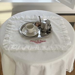 milky garden法式花边白色餐西餐复古英文刺绣桌垫氛围感餐桌摆台