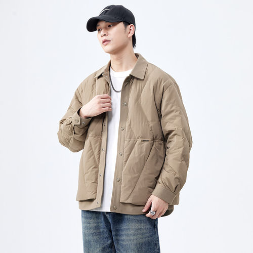 男士衬衫式90白鸭绒轻薄羽绒服