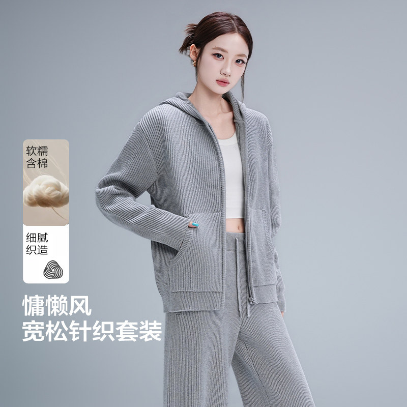 秋冬新款男加厚保暖羊毛运动套装图片