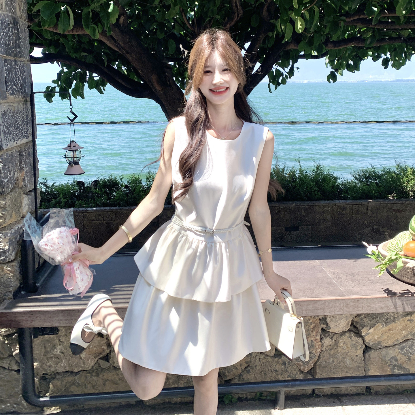 夏季法式收腰显瘦蛋糕连衣裙