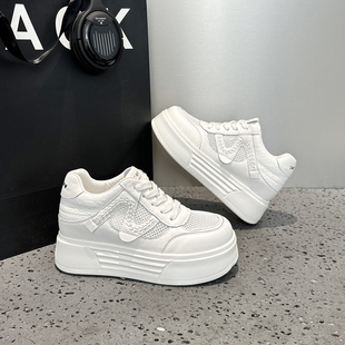 透气百搭不累脚休闲女鞋 女2026春夏新款 小个子厚底增高7cm小白鞋