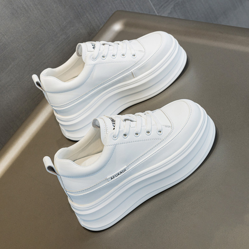 内增高女鞋8CM厚底隐形小个子春夏真皮透气百搭休闲运动板鞋女潮