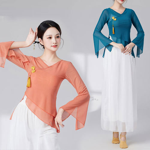 金舞门古典舞飘逸开叉喇叭袖纱衣