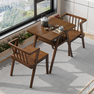 网红阳台小桌椅休息区布置休闲茶桌椅组合三件套咖啡桌子椅子实木