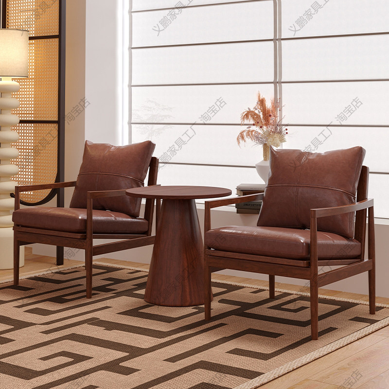 复古单人沙发椅2025新款实木高级感轻奢客厅阳台小户型意式单椅