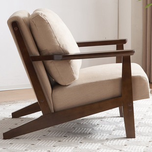 单人沙发椅2025新款实木北欧客厅单椅阳台休闲椅子卧室喝茶小沙发