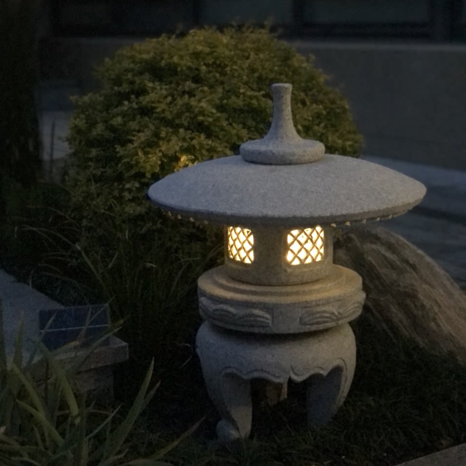 石头灯太阳能花岗岩日式庭院摆件