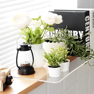 亚克力透明板定制窗台桌面延伸板加宽加厚阳台免打孔支架置物架