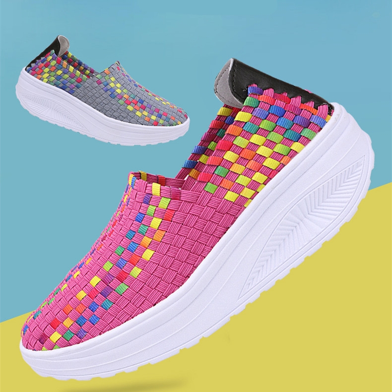 夏季新款脚蹬编织摇摇底广场女鞋