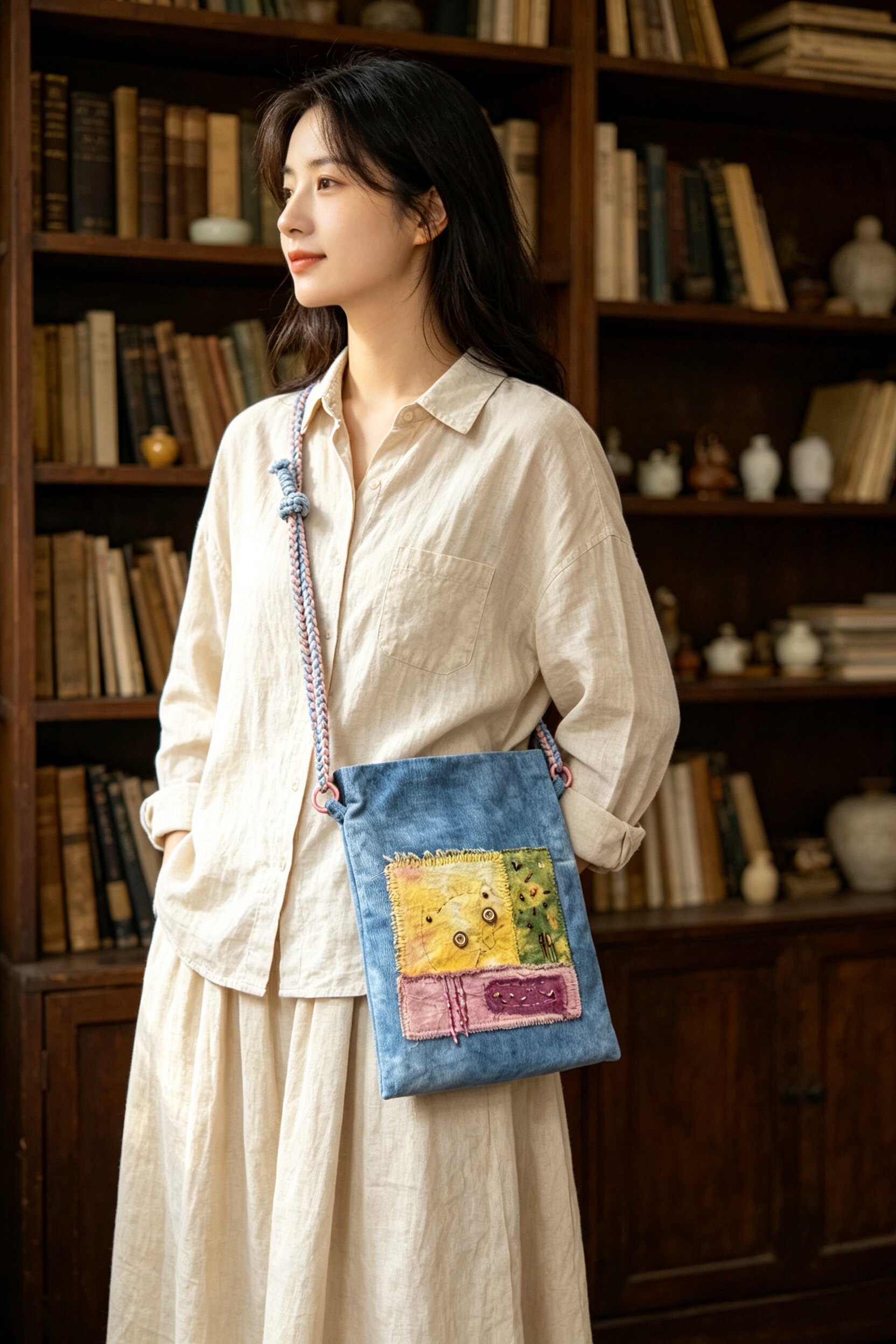 云南扎染手工纯棉女包文艺百搭vintage复古风women bag斜挎单肩包图片