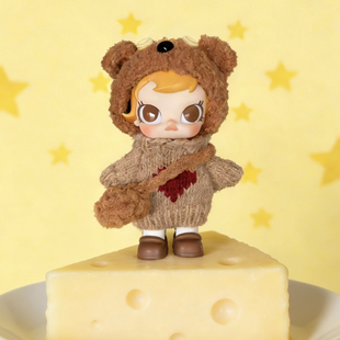 tirelire 动物系列棕色小熊头套babymolly盲盒搪胶公仔 仅娃衣