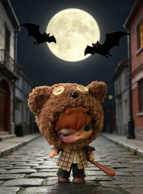 tirelire 棕色毛绒小熊帽子头套Hirono小野换装配件公仔 仅娃衣