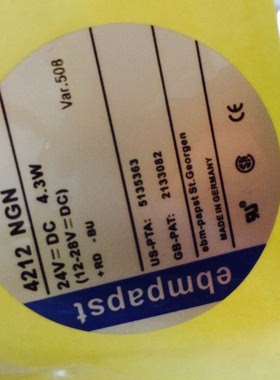 EBMPAPST德国 TYP 4212 NGN 12V 4.3W 12038 风扇A3G400-AA14-A9